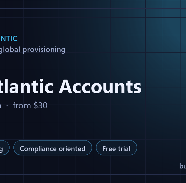 Buy Atlantic Accounts summary card: 1 configuration, from USD 30, on BuyCloudAccess