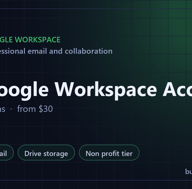 Buy Google Workspace Account summary card: 2 configurations, from USD 30, on BuyCloudAccess