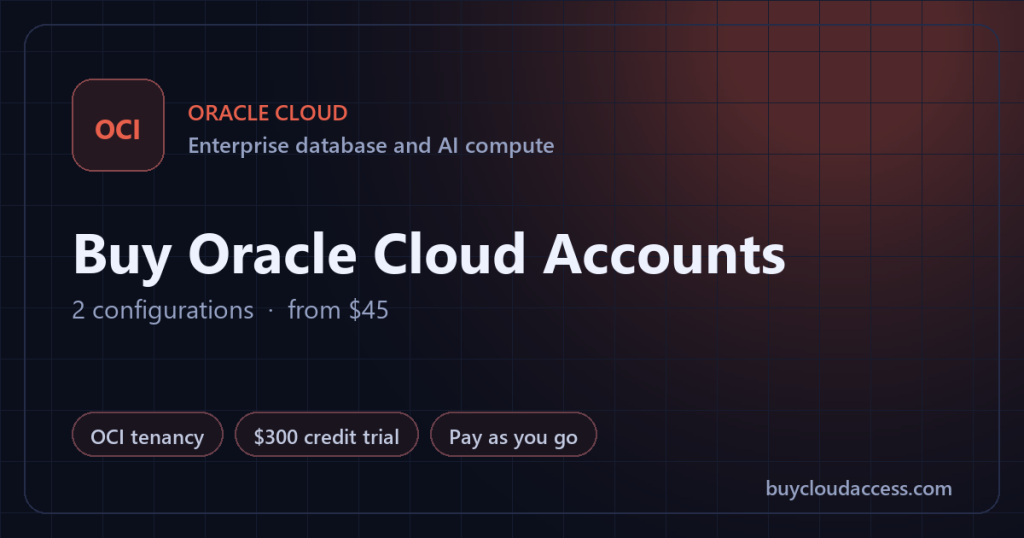 Buy Oracle Cloud Accounts summary card: 2 configurations, from USD 45, on BuyCloudAccess